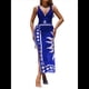 thumbnail image 3 of Traje de Baño de una Pieza con Falda Envolvente, Pareo, Estampado Floral, Escote en V Pronunciado para Mujer. Azul M, 3 of 7