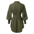 thumbnail image 5 of OSOLU Dresses Solid Color Women Casual Sleeve Waist Asymmetrical Dress Shirt Blouse Skirt Holiday Hawaiian Flowy Sundress, 5 of 5