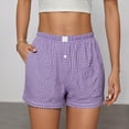 thumbnail image 2 of WAYUTE Shorts for Women Plaid Print with Button Front Stretchy Lightweight Elastic Waist Shorts Casual Soft Comfort Summer Outdoor, 2 of 4