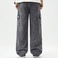 thumbnail image 6 of Mercatoo Teen Boys Cargo Jeans Stretchy Baggy Versatile Straight Elastic Waist Washed Denim Pants Youth Loose Relaxed Streetwear, 6 of 8