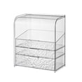 thumbnail image 1 of Organizador de maquillaje elegante, caja de almacenamiento de maquillaje transparente de 3 capas para organizar el escritorio con tapa, 1 of 9