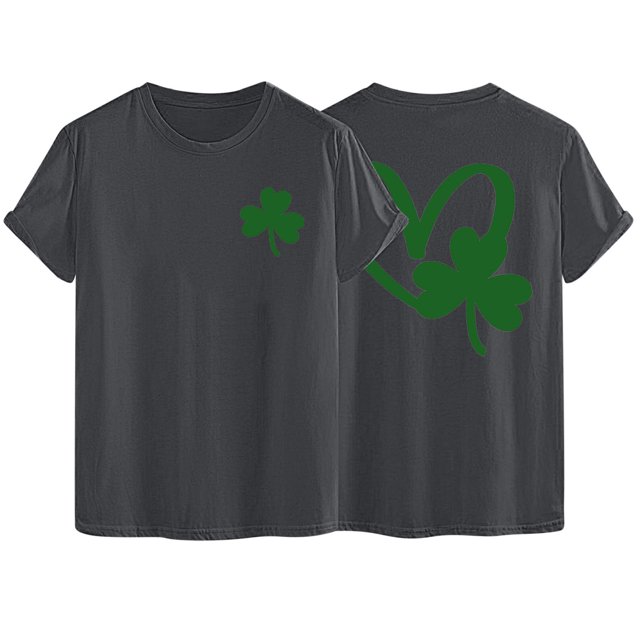 AherBiu Hauts de la Saint-Patrick pour Femmes Manches Courtes Imprimés Décontractés Basiques