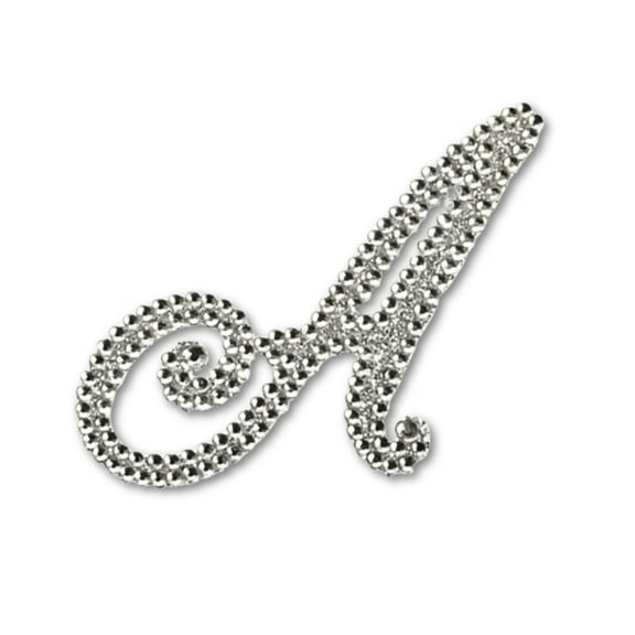 Mardi Gras Spot Glitter Script Letter "A" Sticker (Each)