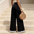 thumbnail image 5 of Nestiefly Women Linen Pants Lace Trim Wide Leg Casual Palazzo Pants Flowy Beach Summer Trousers Pants with Pockets 2026 Black M, 5 of 7