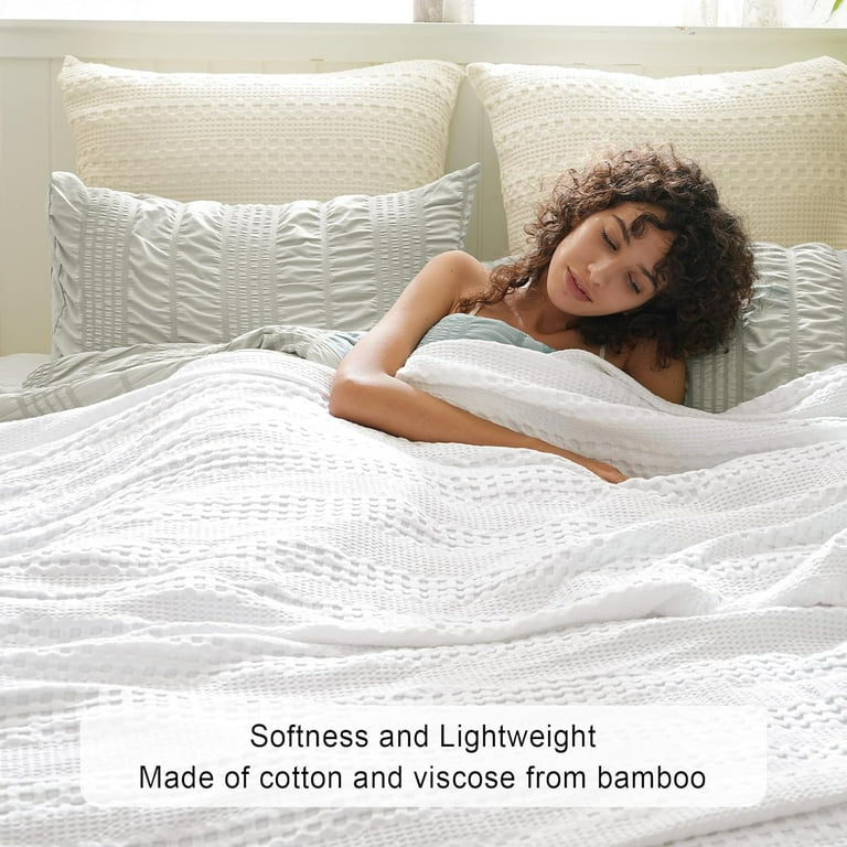 Cooling Waffle Blanket California King Size, Lightweight 60% Rayon