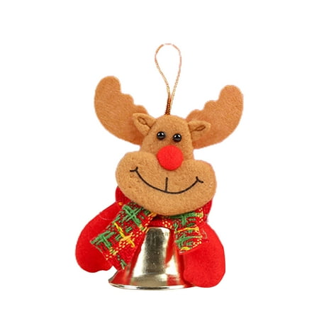 

Christmas Pendant Increase Festive Atmosphere Cloth Santa Claus Holding Bells Doll