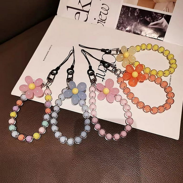 Beaded Flower Phone Lanyard & Wrist Strap – Anti-Loss Decorative Accessory For Girls & Women