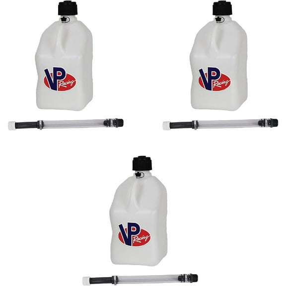 VP Racing 5.5 Gallon Motorsport Container White and Deluxe Hose (3 Pack)