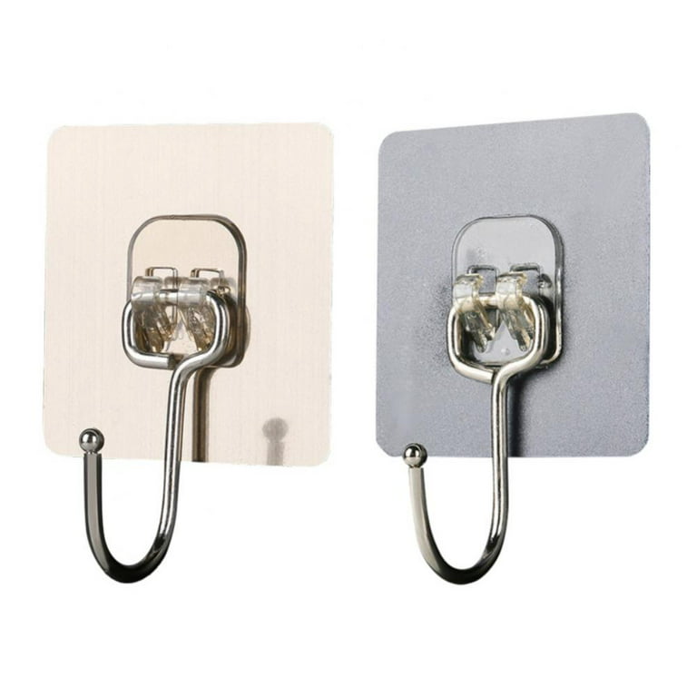 Homstan Large Adhesive Hooks 44Ib(Max), Wall Hooks Self-Adhesive Traceless  Clear and Removable, Waterproof and Rustproof Hooks for Hanging for Home
