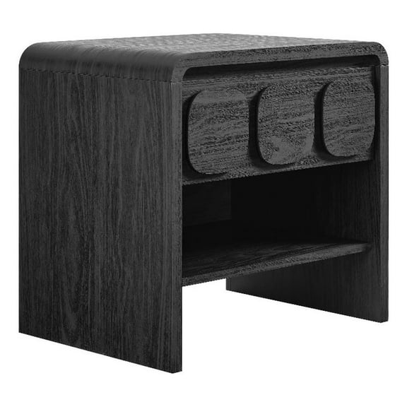 Pemberly Row Modern / Contemporary Wood Nightstand in Black Finish