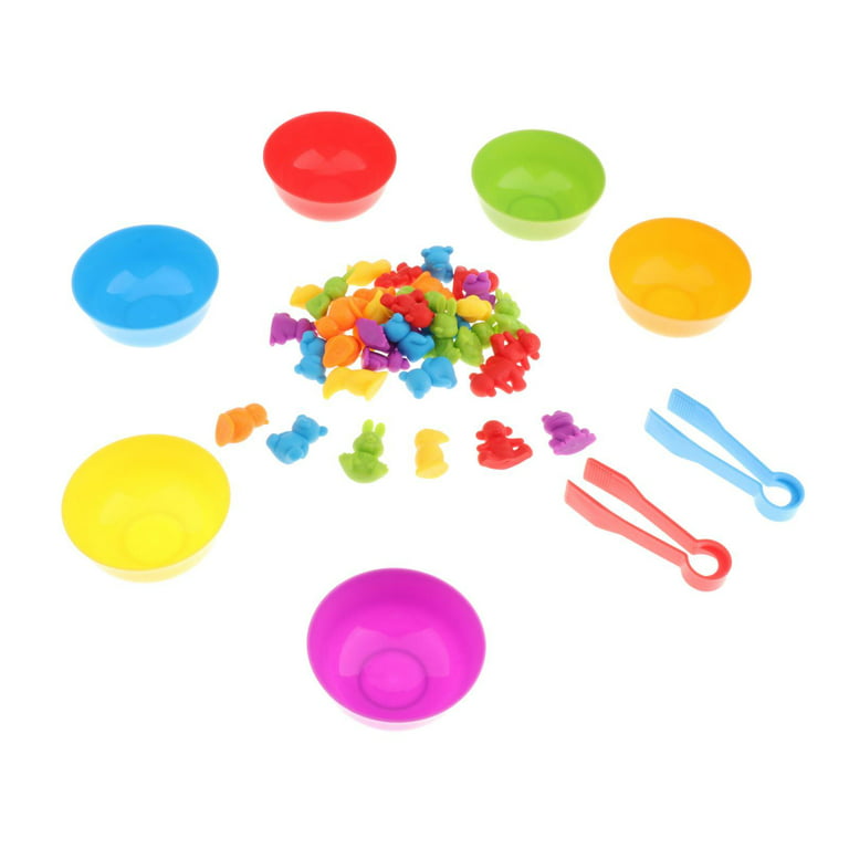 Educational Counting Toys Colorful Sorting Toys with Bowls for 2-4 Years  Old, Preschool Color Learning Toy for Children - Animals D 
