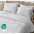 thumbnail image 3 of Chezmoi Collection Glen 3-Piece Crescent Stitched Quilt Set, Oversized King Size, White, Rayon Derived from Bamboo & Polyester Blended, Soft Breathable Cooling Bedspread for Hot Sleepers, 3 of 9