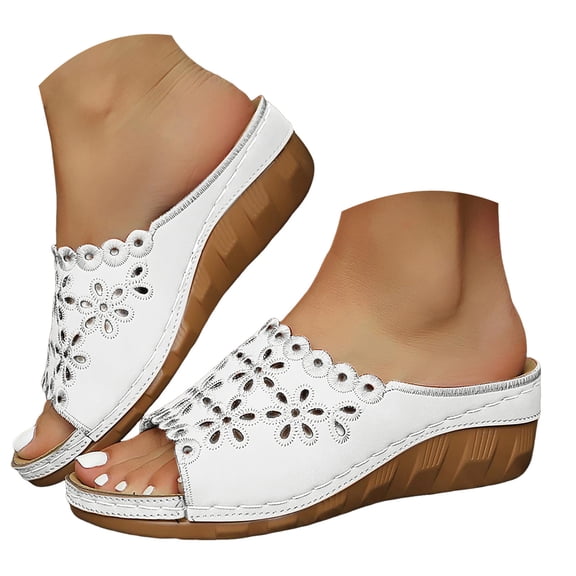 YLYL Womens Sandals Hollow out Open Toe Wedge Platform Heel Dressy Casual Slip on Summer Slippers