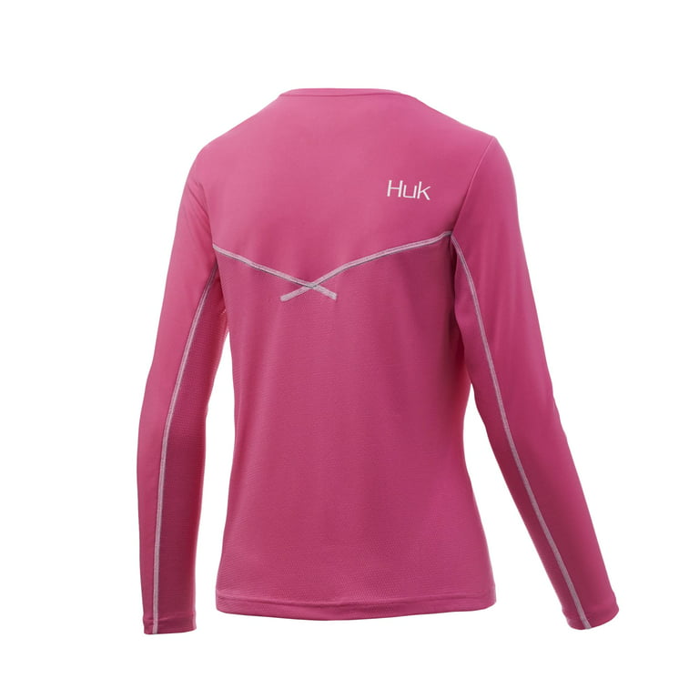 Huk Women's Icon X Long Sleeve Performance Shirt (Hot Pink, Small)
