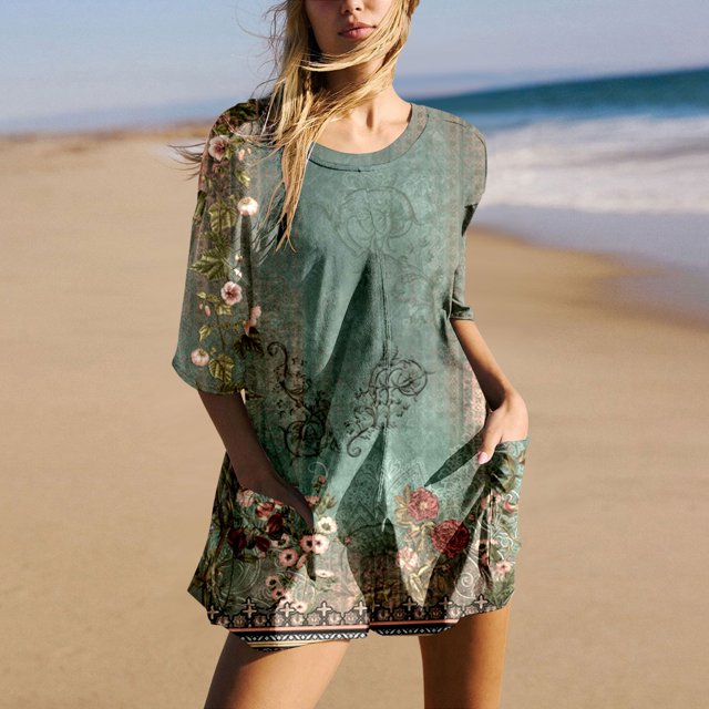 WILLBEST Fall Clothes Women Women Gradient Print Short Sleeve Jumpsuit Short Loose Backless Jumpsuits Rompers Yoga Pants