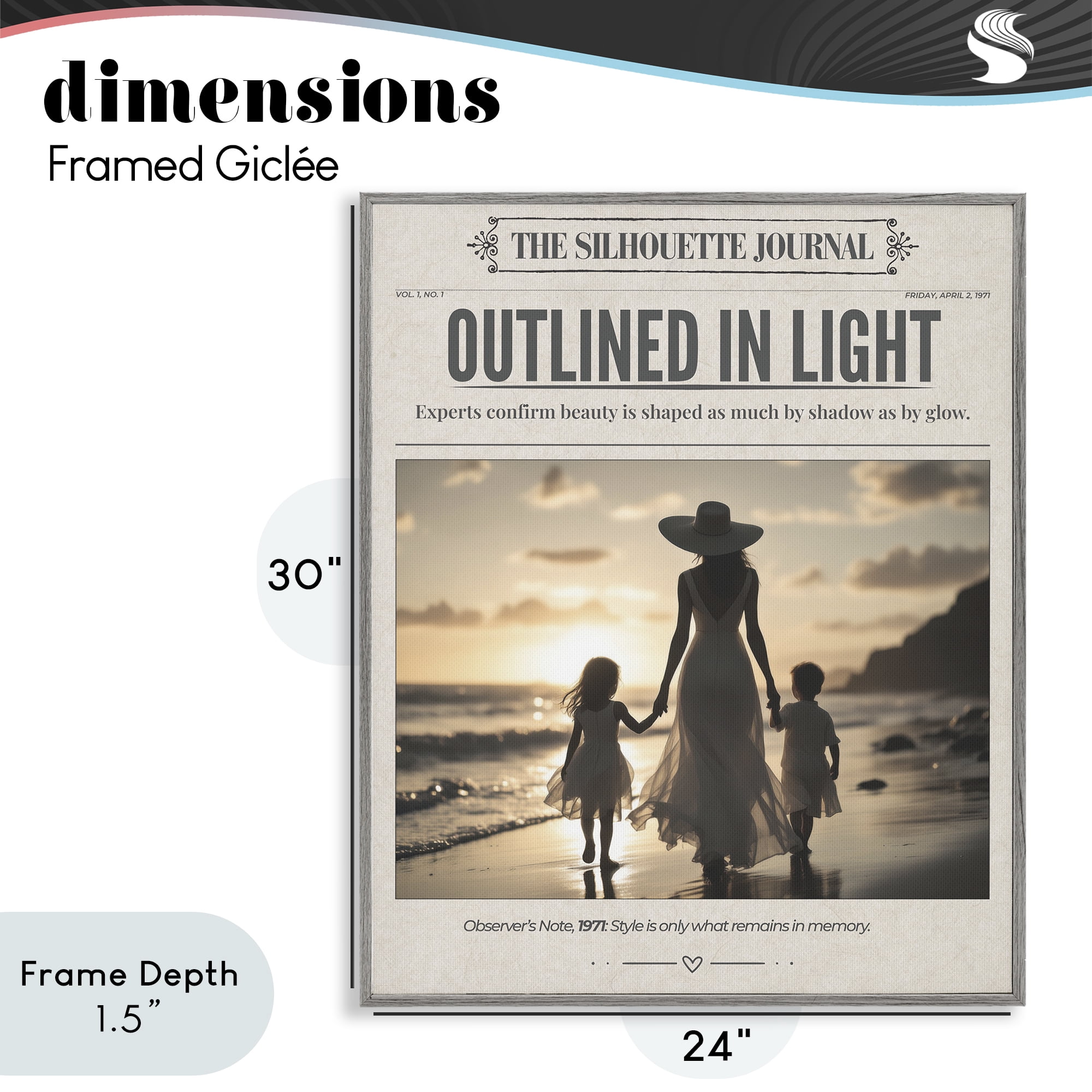 Stupell Industries Outlined In Light Newspaper Gray Framed Giclee Art, design by A Barefoot Stylist