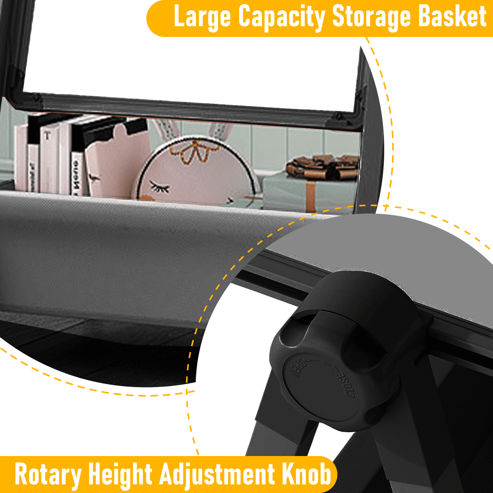 Art Easel for Kids, Double Sided Magnetic Kids Easel, Adjustable 360°Rotating Whiteboard & Chalkboard for Boys and Girls, Black