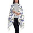 thumbnail image 3 of Cauagu Blue Flax Flowers Print Women Wrap Shawl tassels Scarves Retro Scarf 77.6"X28.3", 3 of 8