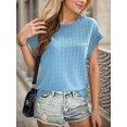thumbnail image 2 of Weardear Womens Casual Tops Cap Short Sleeve T Shirt Round Neck Textured Fall Basic Shirt, 2 of 5