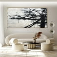 thumbnail image 3 of Large Black White Minimalist Wall Art Modern Textured Painting on Canvas Black White Textured Canvas Art Living Room Wall Art Decor,Unstretched,Frameless,(46*92cm)18*36Inches, 3 of 5