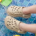 thumbnail image 2 of XIYON Kids Boys Girls Summer Slippers Soft Sole Non Closed Toe Hollow Out Solid Color Lightweight Breathable Shoes For Casual Daily Wear,Coffee,11.5-13 Years, 2 of 7