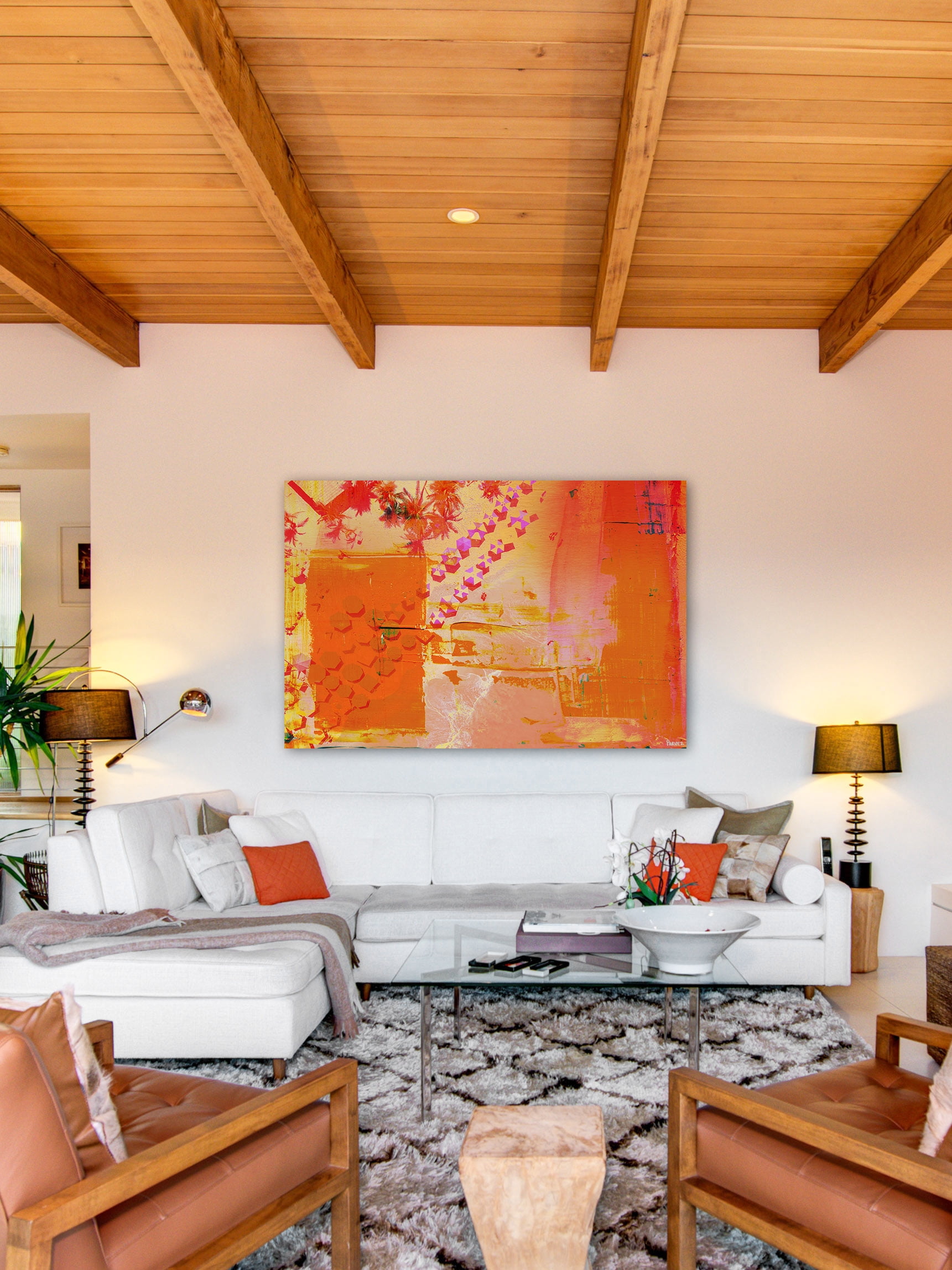 "Orange Glow" Painting Print on Wrapped Canvas