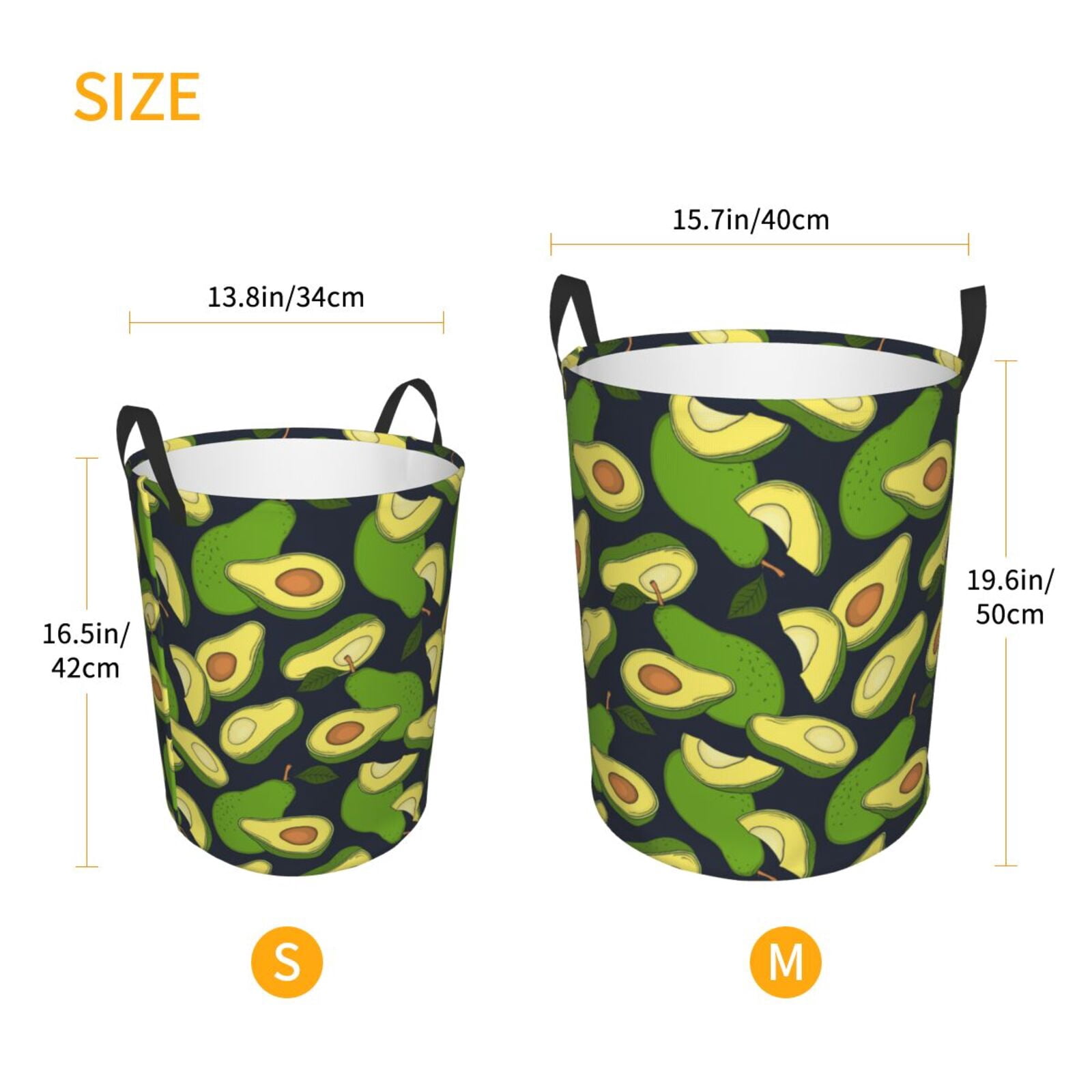 Large Laundry Basket with Handles - Fresh Avocado Kids Baby Dirty Clothes Laundry Hamper for Bedroom Aesthetic