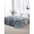 thumbnail image 5 of White Dandelion California King Size Flat Sheet, Wrinkleproof & Fadeproof Cooling Flat Bed Sheet Only, Blue Oil Painting Retro Modern Art Breathable Soft Bedding Top Sheets 108 x 98 Inches, 5 of 8