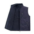 thumbnail image 4 of ZQUUVOU Mens Full Zip Double Fleece Vest Gentleman Causal Sherpa Lined Stand Collar Vests With Pocket Blue, 4 of 4