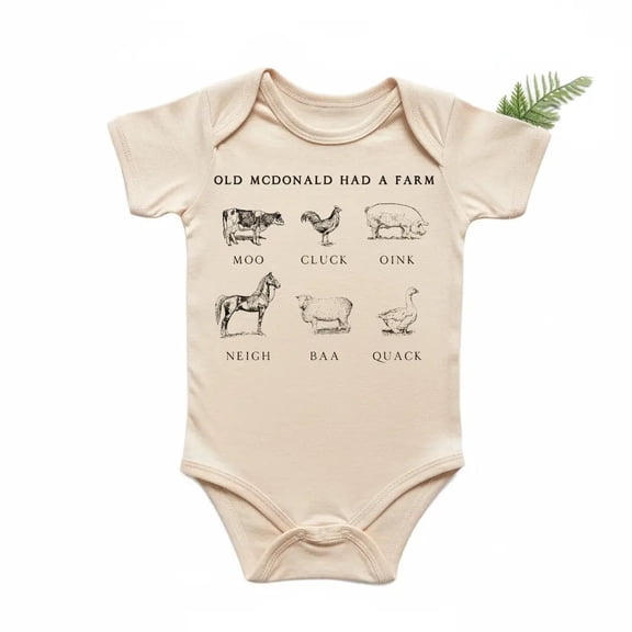 Farm Tractor Animal Newborn Gift Baby Bodysuit