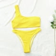 thumbnail image 6 of up to 30% off up to 60% off Gifts Usmixi Womens Bikini Sets Knitted 2 Piece One Shoulder Swimsuits Bathing Suits Sleeveless Slash Neck Solid Swimwear Yellow S Up to 65% off, 6 of 6