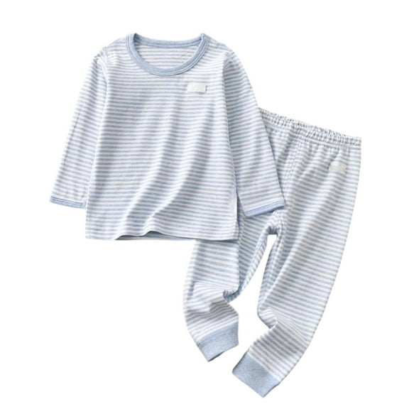 XAOFW Boys Outfits Toddler Girls Long Sleeve Striped Prints Tops T Shirt Pants Kids Thermal Underwear O-Neck Stylish Casual Holiday Vacation Clothing Sets