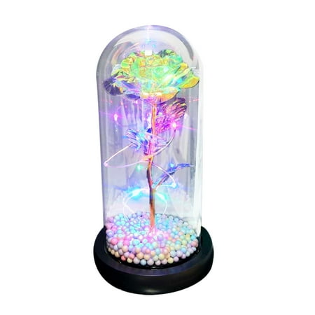 Home Decor 1PC Valentine's Day Gift LED Glow-In-The-Dark Glass Cover Rose Is A Unique Gift