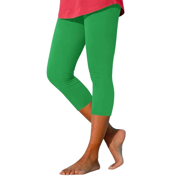 Womens Soft Yoga Pants Ladies Casual Comfort Printed Stretch High Waist Elastic Cropped Pants Resort Beach Leggings for Women Running Gym and Workout