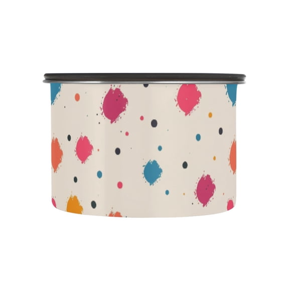 Polka Dots Colorful Airtight Coffee Bean Canister 17oz Food Storage Containers with Lids For Gournd, Tea, Sugar, Flour, Rice, Cereal, Candy Cookie Jar