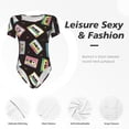 thumbnail image 6 of Naloa Colorful Retro Tape Women's Short-Sleeved Onesie, One-Piece Swimsuit for Parties, dates, clubs - Small, 6 of 9