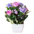 thumbnail image 2 of Flmtop European Style Tea Rose Artificial Flower Pot Bonsai Garden Table Room Decor, 2 of 7