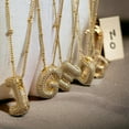 thumbnail image 4 of Bubble Letter Necklace Gold Initial Necklaces for Women - 14K Plated Chunky Necklace Dainty Jewelry for Women A-Z, 4 of 6