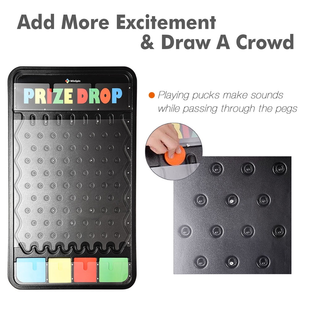 WinSpin 41"x25" Prize Drop Board Foldable Stand Disk Drop Board Game with 12 Playing Pucks for Carnival Tradeshow Party Live Stream