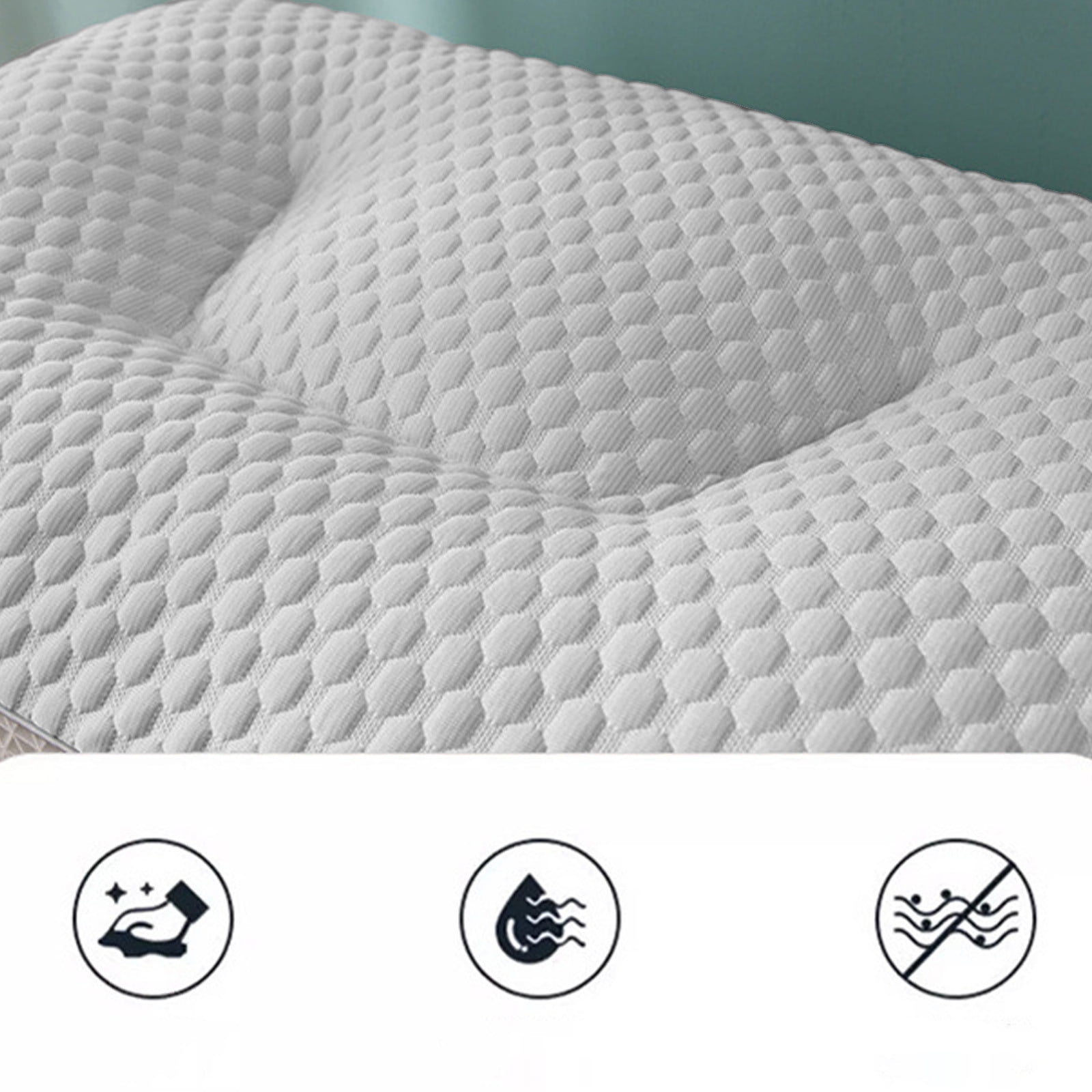 EazyTech Cooling Memory Foam Pillows Queen Size Cervical Pillow Ergonomic Head Neck Support for Side Back Stomach Sleepers Machine Washable 20x30inch Gray