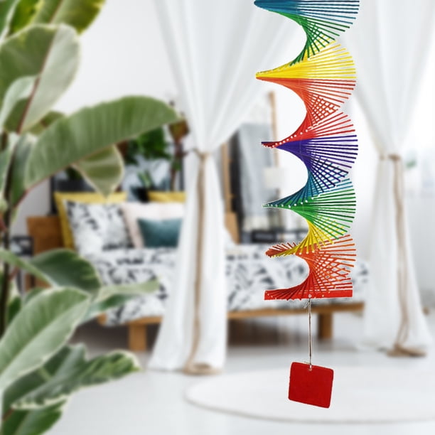 Hilandero De Viento Rainbow 3D Wind Spinner - Carillón de viento colgante de bambú colorido para jardín M Sywqhk Libre de BPA