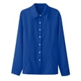 thumbnail image 6 of TEAJOPSUU Womens Dress Shirts Solid Long Sleeve Turndown Collared Tops Slim Fit Business Casual Button Blouses S-5XL Dark Blue, 6 of 7