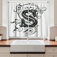 thumbnail image 2 of Ambesonne Letter S Kitchen Curtains, Monochrome Uppercase S, 55"x39", Black Grey White, 2 of 3