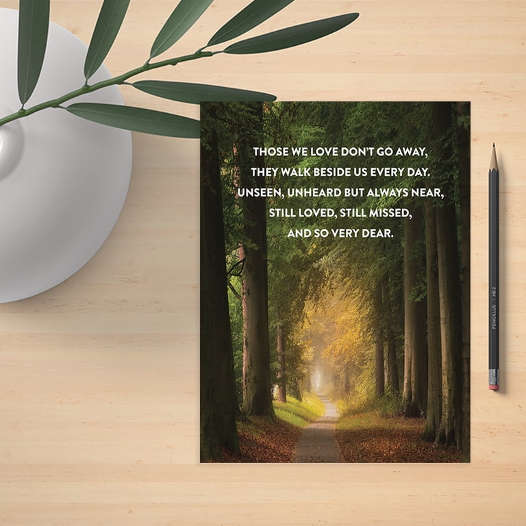 Sympathy Greeting Card – "Those We Love Don’t Go Away..." – Peaceful Countryside Scene, Blank Inside, 135x135mm, Made In UK