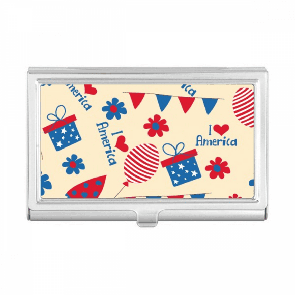 USA Candy Festival Flower Love Heart Business Card Holder Case Pocket Box Wallet
