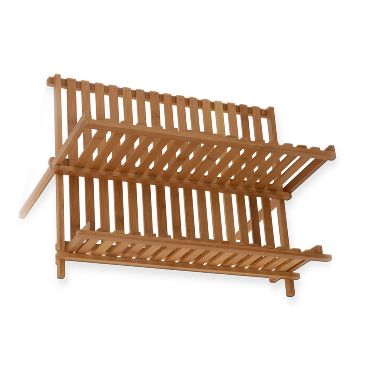 2 Lb Depot Bamboo Dish Drying Rack - Collapsible Wooden Drainer