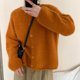 thumbnail image 2 of Cárdigan de punto suave de estilo coreano, ropa de abrigo holgada para mujer, otoño e invierno, nuevo estilo perezoso, cuello redondo, chaqueta de suéter suave y encerado para mujer, 2 of 5