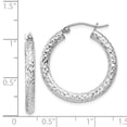 thumbnail image 2 of Auriga Fine Jewelry 925 Sterling Silver Rhodium-plated Diamond-cut 3x25mm Hoop Earrings for Women, 2 of 6