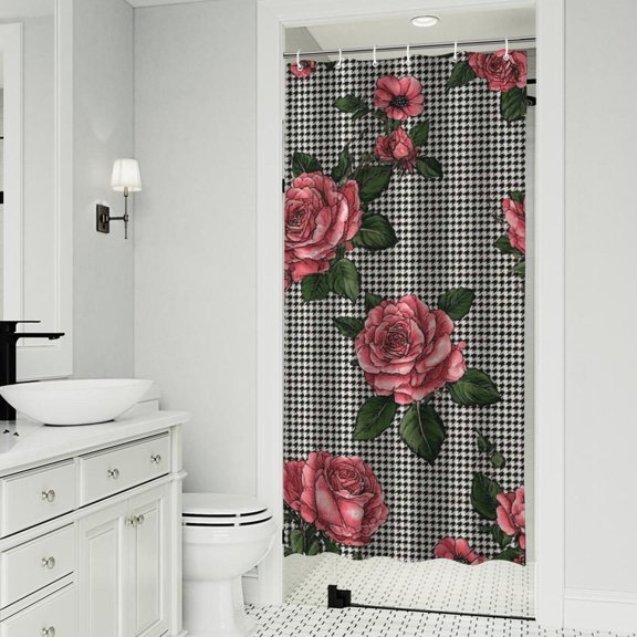 Pioneer Flower Floral Print Pattern Shower Curtain 36"x72" ,Bathroom Decorative Shower Curtains Set with 12 Hooks,Modern Waterproof Washable Shower Curtain