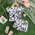 thumbnail image 4 of GYRATEDREAM Baby Summer Outfits Short Sleeve Cow Print T-shirt Top + Elastic Waistband Shorts 2 Piece Set Infant Toddler Clothes for 3-24 Months, 4 of 8